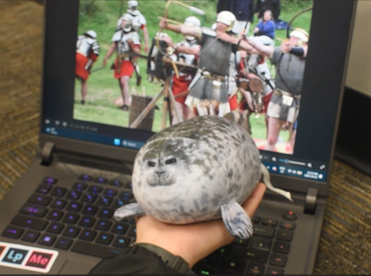 A screenshot of a plush seal from my 'Night at the Museum' home movie recreation